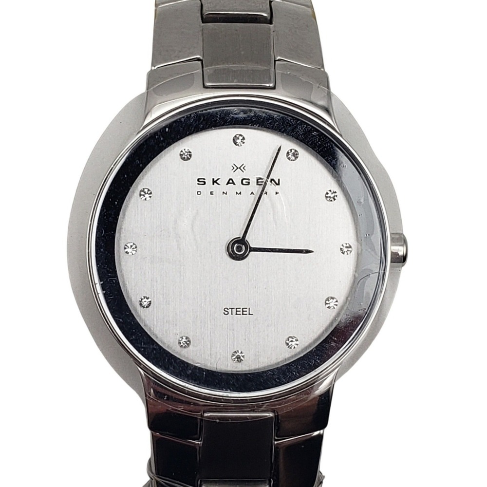 Skagen Wristwatch Women  Silver 430SSXD Crystal Steel Slim Analog Dress Watch